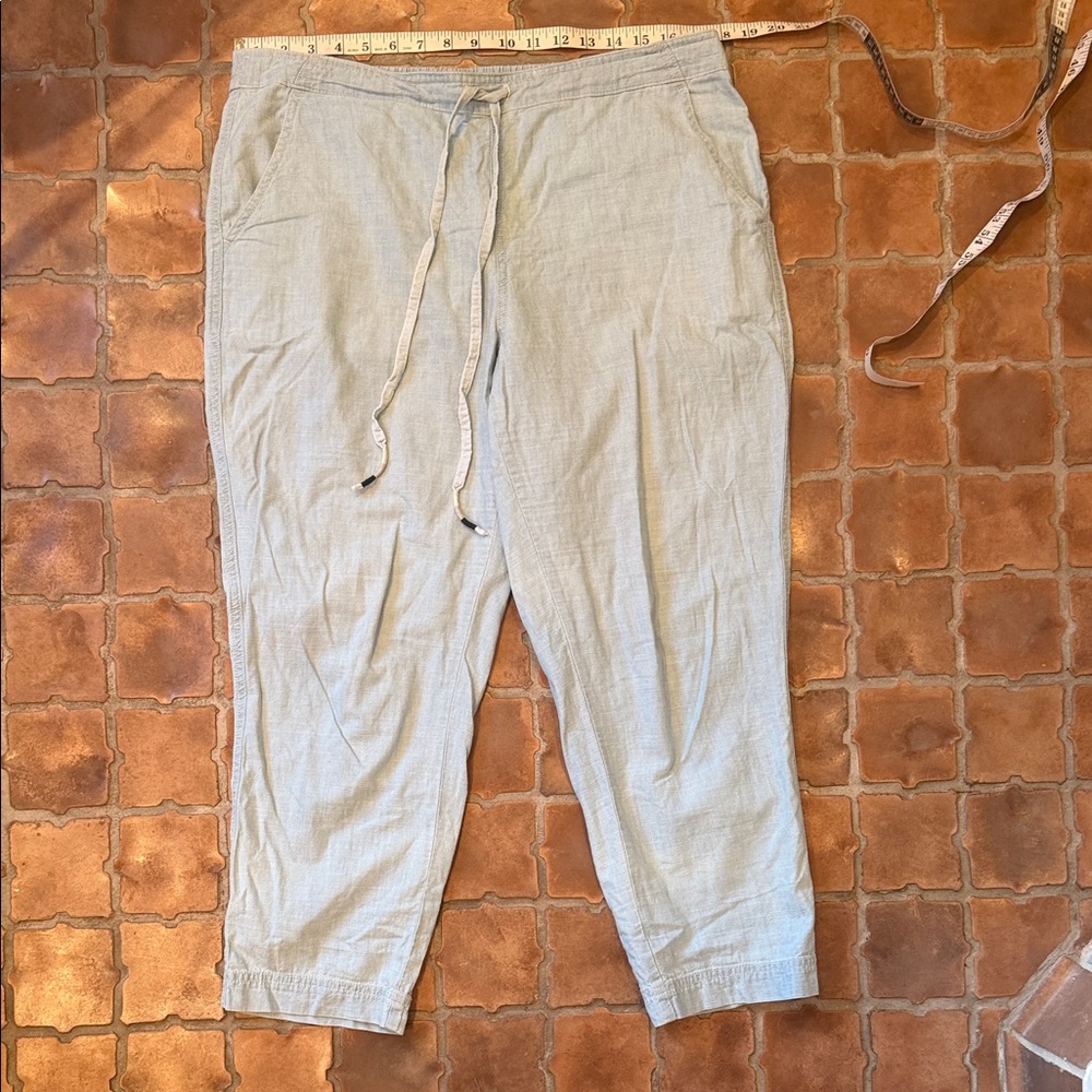 J. Crew women’s Light blue chambray Drawstring Pants cotton linen size Large